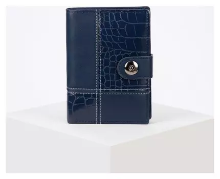 Обложка для автодокументов и паспорта отдел для купюр с вставками рептилия цвет синий