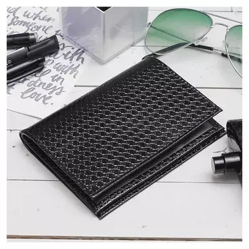 Обложка для автодокументов и паспорта, плетёнка, цвет чёрный