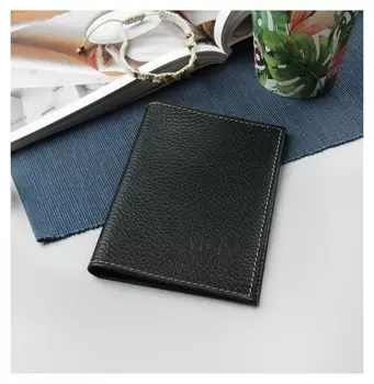 Обложка для автодокументов из натуральной кожи цвет чёрный