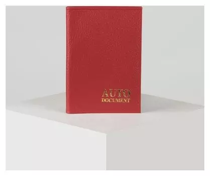 Обложка для автодокументов из натуральной кожи, золотая надпись Цвет красный