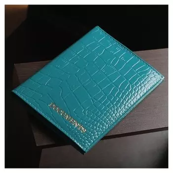 Обложка для автодокументов, крокодил, цвет бирюзовый