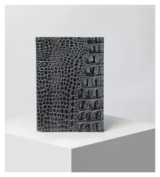 Обложка для автодокументов, крокодил, цвет серый