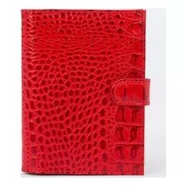 Обложка для автодокументов на клапане, цвет красный