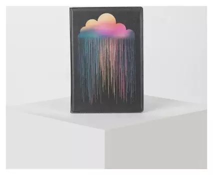 Обложка для паспорта 9,5*0,5*13,5см, "Радужное облако", черный