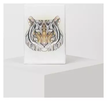 Обложка для паспорта 9,5*0,5*13,5см, "Тигр", белый