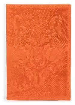Обложка для паспорта, цвет рыжий, «Волк»
