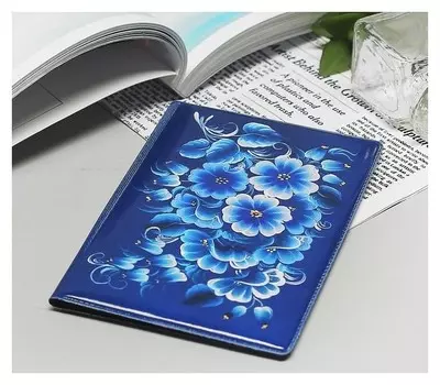 Обложка для паспорта Цветы цвет синий