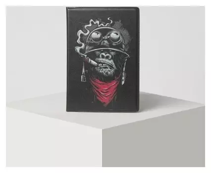 Обложка для паспорта Горилла байкер Цвет чёрный