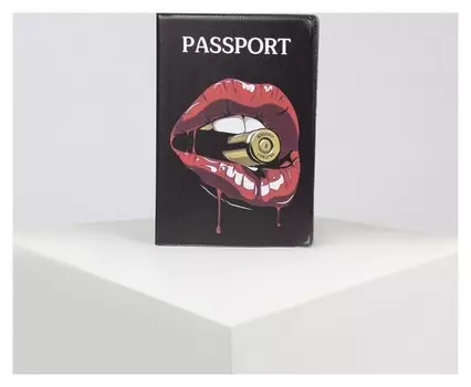 Обложка для паспорта Губы и пуля Цвет чёрный