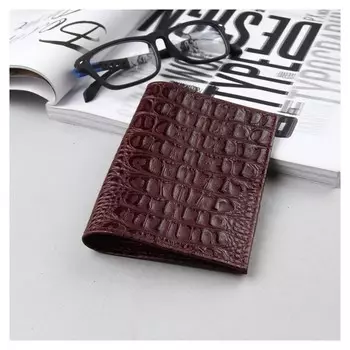 Обложка для паспорта, кайман, цвет бордовый