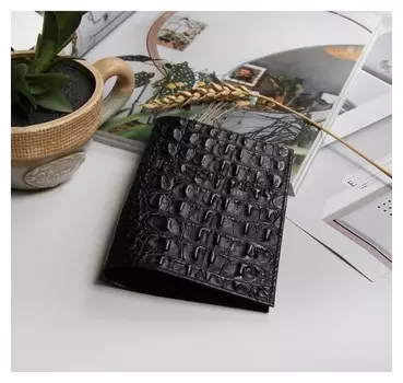Обложка для паспорта, кайман, цвет чёрный