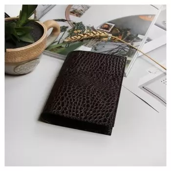 Обложка для паспорта, кайман, цвет коричневый