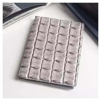 Обложка для паспорта, кайман, цвет серый