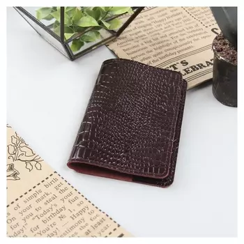 Обложка для паспорта, крокодил, цвет вишнёвый