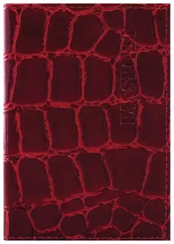 Обложка для паспорта натуральная кожа Croc, "Passport", красная, Brauberg, 237180