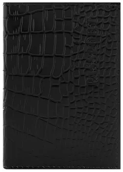 Обложка для паспорта натуральная кожа крокодил, "Passport", черная, Brauberg, 237185