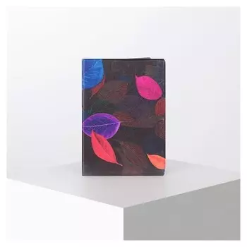 Обложка для паспорта Разноцветный листопад на темном фоне