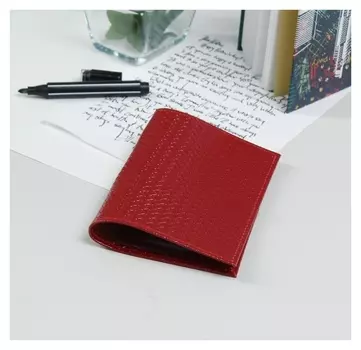 Обложка для паспорта, тиснение, плетёнка, цвет красный