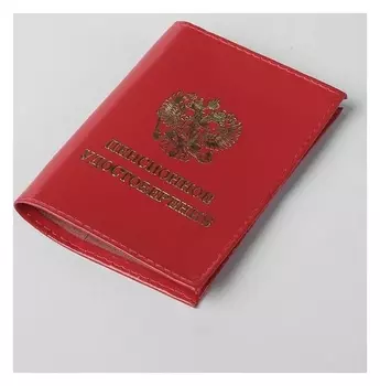 Обложка для пенсионного удостоверения, гладкий, цвет красный