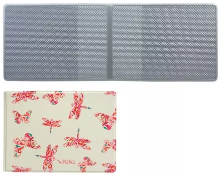 Обложка для пластиковых карт, дорожных билетов, студенческих билетов "Стрекозы", кожзаменитель,"дпс", 2757.т7