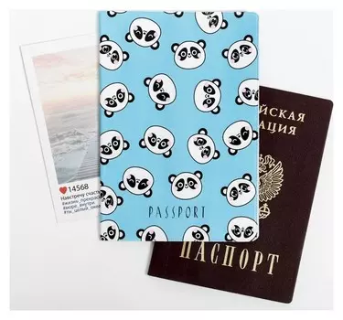 Обложка на паспорт ПВХ "Панды": размер 13,5 х 9,2 х 0,2 см