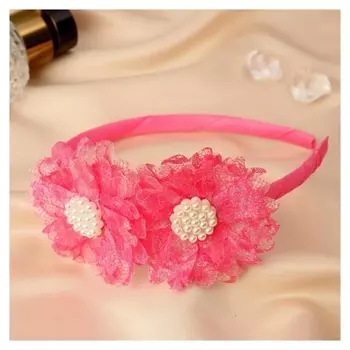 Ободок для волос "Алёнка" 0,5 см, кружево, розовый