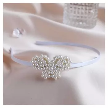 Ободок для волос "Бланш" 0,5 см, бабочка, белый