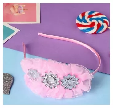 Ободок для волос "Цветана" герберы, 0,5 см, розовый