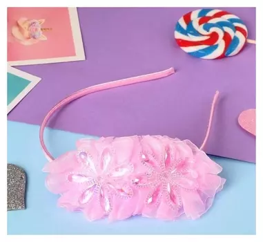 Ободок для волос "Цветана" ромашки, 0,5 см, розовый