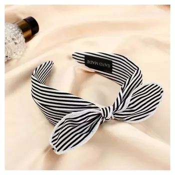 Ободок для волос "Эмилия" полоски, 5 см, чёрный