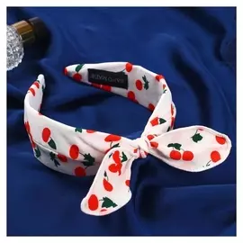 Ободок для волос "Эмилия" вишенки, 5 см, белый