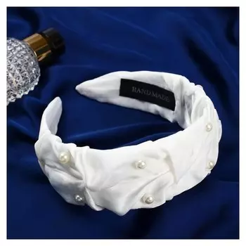 Ободок для волос "Юнона" бусинки, 5 см, белый