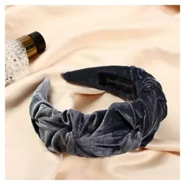 Ободок для волос "Юнона" классика бархат, 5 см, серый