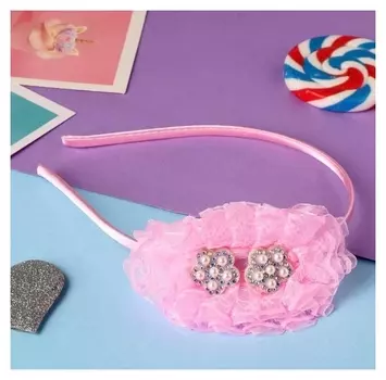 Ободок для волос "Юнона" ромашки, 0,5 см, розовый