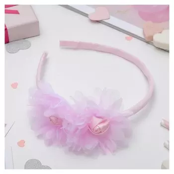 Ободок для волос "Малышка" 1 см две розы вуаль