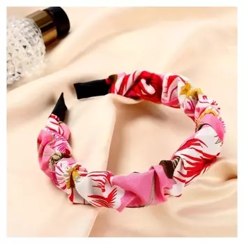 Ободок для волос "Ралина" цветы, 3 см, розовый