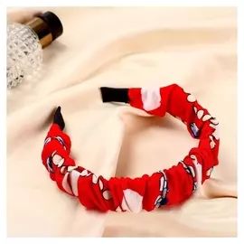 Ободок для волос "Ралина" орнамент, 3 см, красный