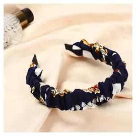 Ободок для волос "Ралина" орнамент, 3 см, синий