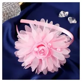 Ободок для волос "Рози" розочка, 0,5 см, розовый