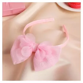 Ободок для волос "Воздушный бантик" 1 см, розовый