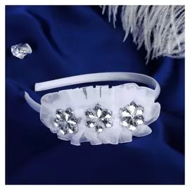 Ободок для волос "Выпускница" 0,5 см, три цветочка, белый