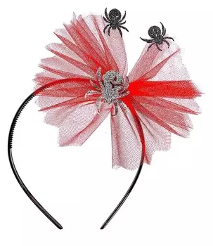 Ободок "Пауки" красная вуаль