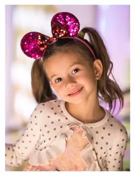 Ободок с паетками минни маус, фуксия