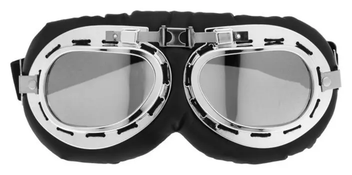Очки для езды на мототехнике ретро Torso, стекло хром, черные