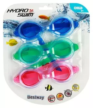 Очки для плавания Lil' Lightning Swimmer, от 3 лет, набор 3 шт, 21074 Bestway