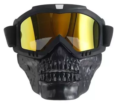 Очки-маска для езды на мототехнике, разборные, визор оранжевый, черный