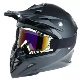 Очки-маска для езды на мототехнике, стекло сине-фиолетовый хамелеон, бело-черные, ом-19