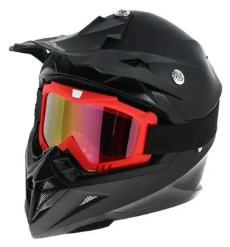 Очки-маска для езды на мототехнике, стекло золотой хром, цвет красный, ом-13