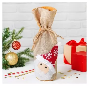 Одежда на бутылку «Дед мороз», шапочка со снежинкой