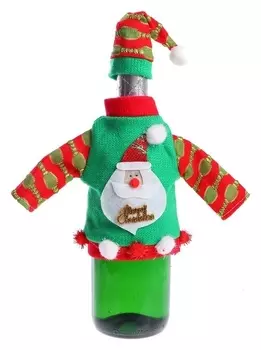 Одежда на бутылку «Новый год» цвет зелёный, виды
